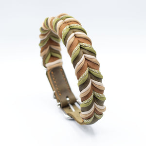 Fettlederhalsband mit Paracord " Model "Nature"